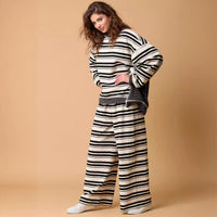 Striped Long-sleeved Trousers Casual Loose Two-piece Suit