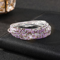 Diamond-embedded Stretch Bracelet 2mm Single Row Color