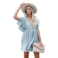 Fashion Casual Beach Vacation Style Sexy Loose Backless Dress