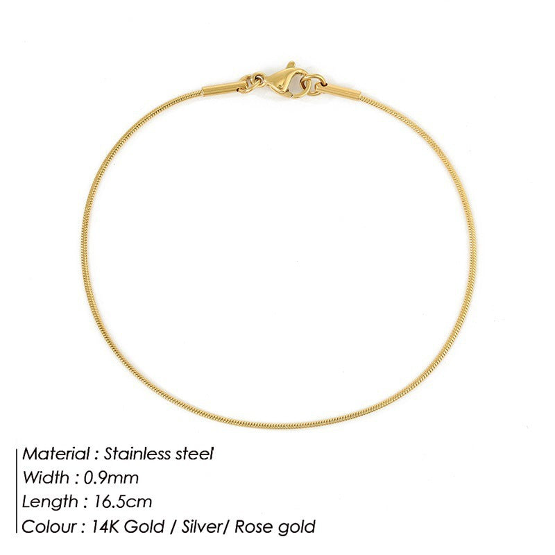 Korean Fashion Stainless Steel Round Snake Bracelet