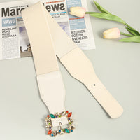 Women's Belt Extended Comfortable Elastic Belt Colorful Leaf Personality Button-down With Skirt Pants Shirt Coat