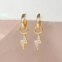 Gold Plated Water Drop Lightning Cross Pendant Earrings