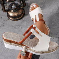Ethnic Style One Strap Sandals Platform Wedge Buckle Plus Size
