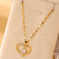 Love Heart-shaped Light Luxury Sparkling Full Diamond Temperament Necklace For Women's Versatile Collarbone Chain Stainless Steel Necklace