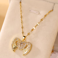 Personalized Love Opening And Closing Necklace Angel Wings Pendant Fashion Versatile Stainless Steel Necklace