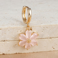 Simple Zircon Six-leaf Flower Pendant Earrings For Women
