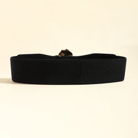 Elegant Women's Stretch Elastic Belt Metal Large Flower Needle Buckle Decorated Dress Shirt Waist Belt