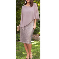Solid Color Chiffon Fake Two-piece Slim Fit