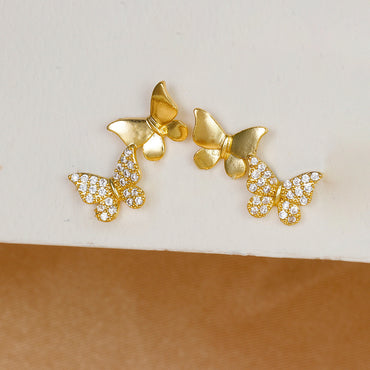 Double Butterfly Trendy Piercing Cartilage Ear Studs