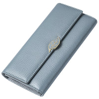 Lychee Pattern First Layer Cowhide Women's Long Wallet