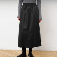 Autumn And Winter Leather Skirt Women's Elastic Waist A- Line
