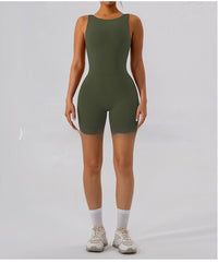 Nude Feel U-shaped Beauty Back Aerial Yoga Suit Peach Hip Pilates Jumpsuit For Women