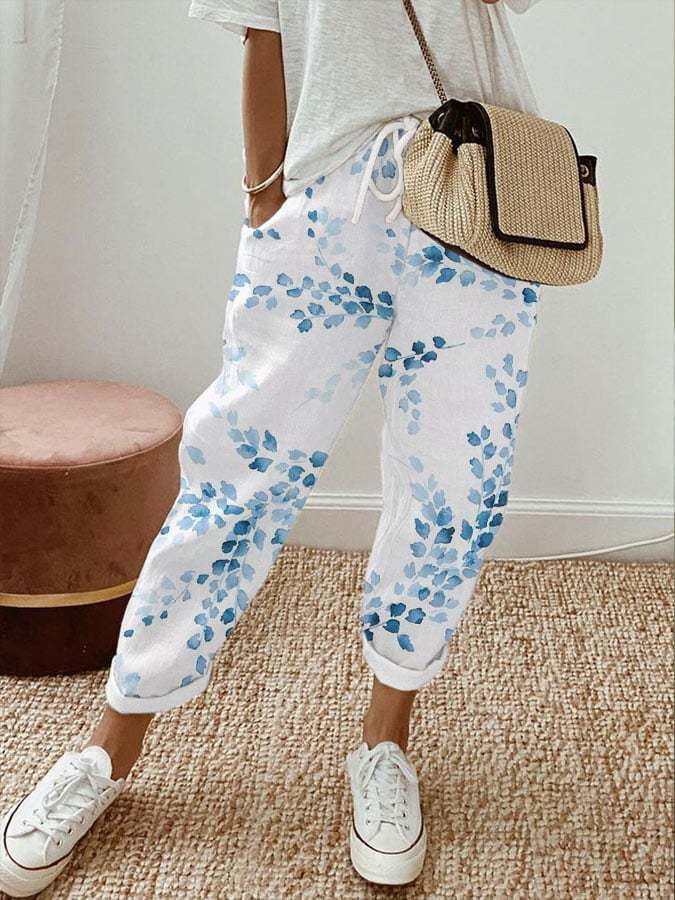 Women's Fashion Casual Drawstring Pocket Floral Floral Print Casual Jumpsuit