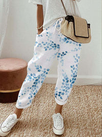 Women's Fashion Casual Drawstring Pocket Floral Floral Print Casual Jumpsuit