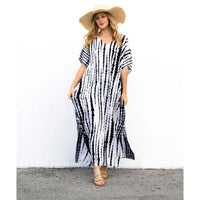 Rayon Printed Blooming Loose Vacation Robe Beach Dress Bikini Sun Protection Shirt