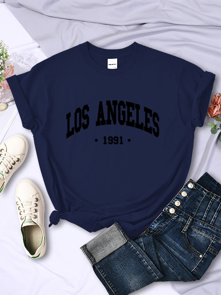 Women's City Letter Printed T-shirt In 1991 - Chic Angle