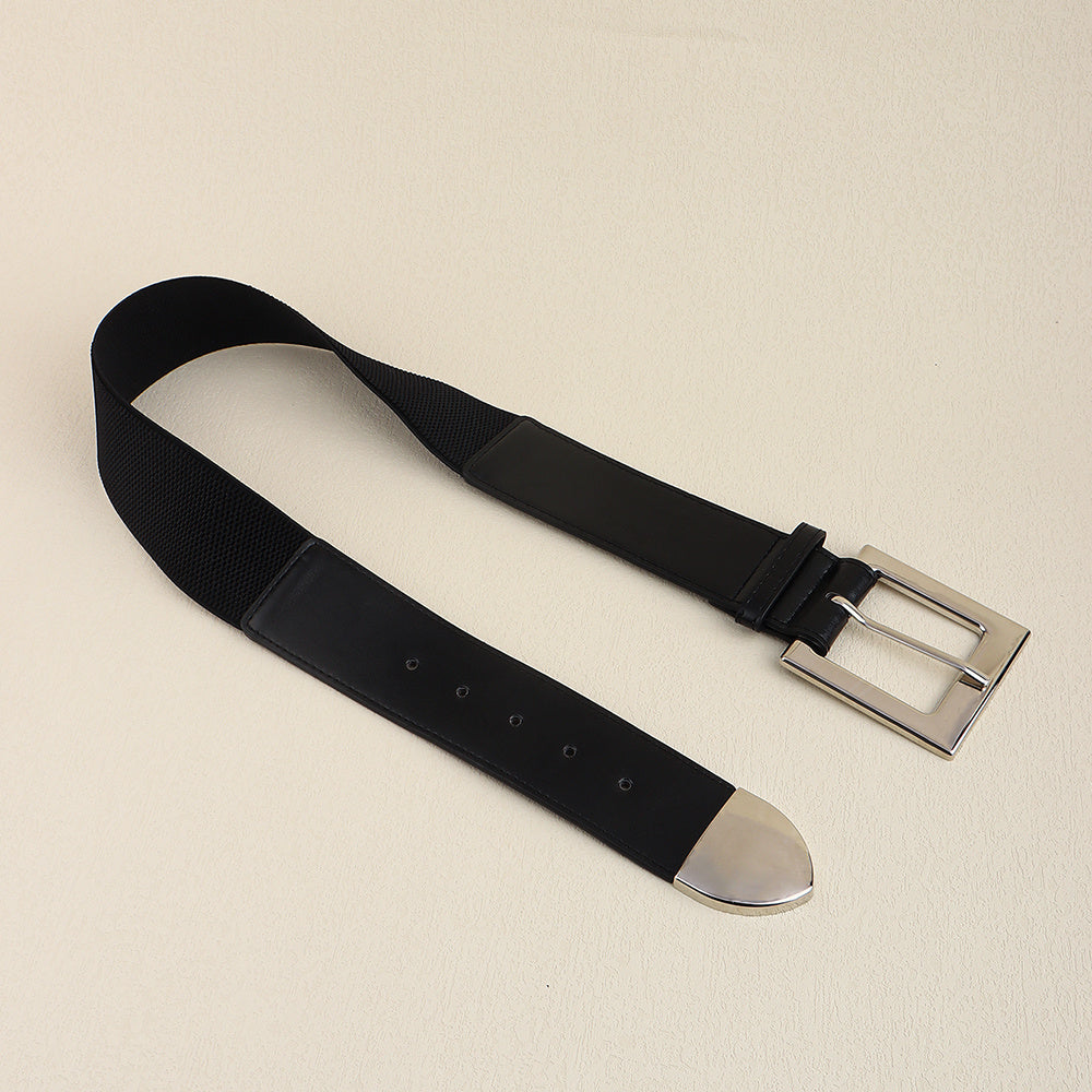 Black Belt Women's Elastic Elastic Needle Buckle Belt Fashion All-match Skirt Shirt Closed Waist Wide Waist Seal