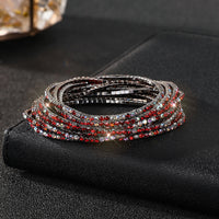 Diamond-embedded Stretch Bracelet 2mm Single Row Color