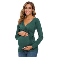 Long Sleeve V Neck Maternity Blouses And Tops For Pregnan