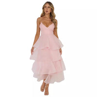 European And American Organza INS Deep V-neck Backless Sling Dress Leisure Vacation