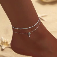 Female Fashion Cross Double-circle Anklet - Chic Angle