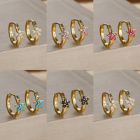 Silver Needle Geometric Stars Rhinestone Earrings Women's Fashion