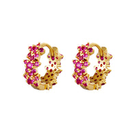 Silver Needle Simple Color Zircon Cute Plum Earrings