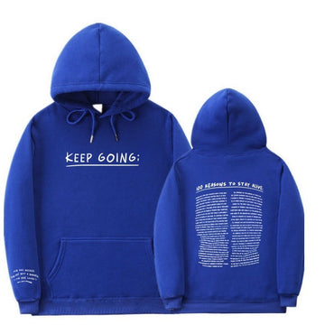 Large Size Fleece-lined Casual Letter Thread Drop-shoulder Sleeve Hooded Sweater