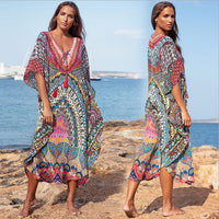 European And American New Satin Loose Fit Dress Vacation Casual Overlay Cover Up
