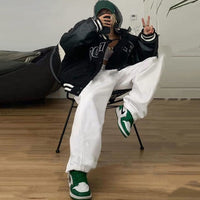 Black Hooded Quilted Baseball Jacket