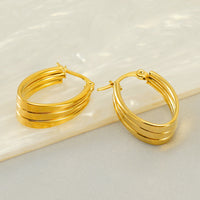 New European And American Style Stainless Steel Gold Pigment Ring Delicate Earrings