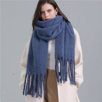 European And American Plus Long Scarf Winter Cashmere Warm All-matching Solid Color Scarf Men And Women Fashion Tassel Scarf New