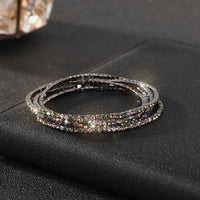 Diamond-embedded Stretch Bracelet 2mm Single Row Color