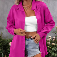 Fashion Loose Candy Color Long Sleeve Shirt Top