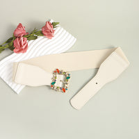 Women's Belt Extended Comfortable Elastic Belt Colorful Leaf Personality Button-down With Skirt Pants Shirt Coat