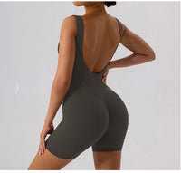 Nude Feel U-shaped Beauty Back Aerial Yoga Suit Peach Hip Pilates Jumpsuit For Women
