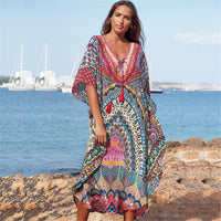 European And American New Satin Loose Fit Dress Vacation Casual Overlay Cover Up