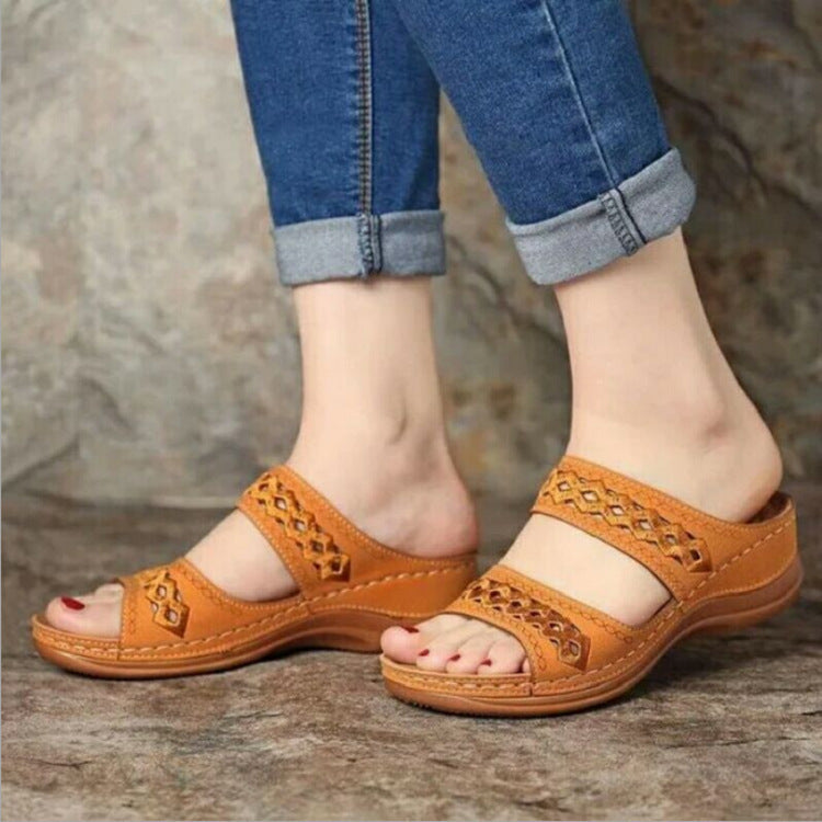 Thick Sole Retro Sewing Ethnic Style Casual Women's Slippers