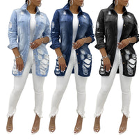 Cross-border Denim Jacket Ripped Sexy