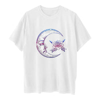 Printed Round Neck Short Sleeve Sun Moon Sun Moon Printed Top Women's T-shirt
