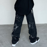 Washed And Ripped Star Jeans Loose And Slim