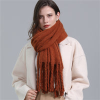 European And American Plus Long Scarf Winter Cashmere Warm All-matching Solid Color Scarf Men And Women Fashion Tassel Scarf New