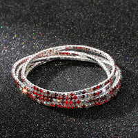 Diamond-embedded Stretch Bracelet 2mm Single Row Color