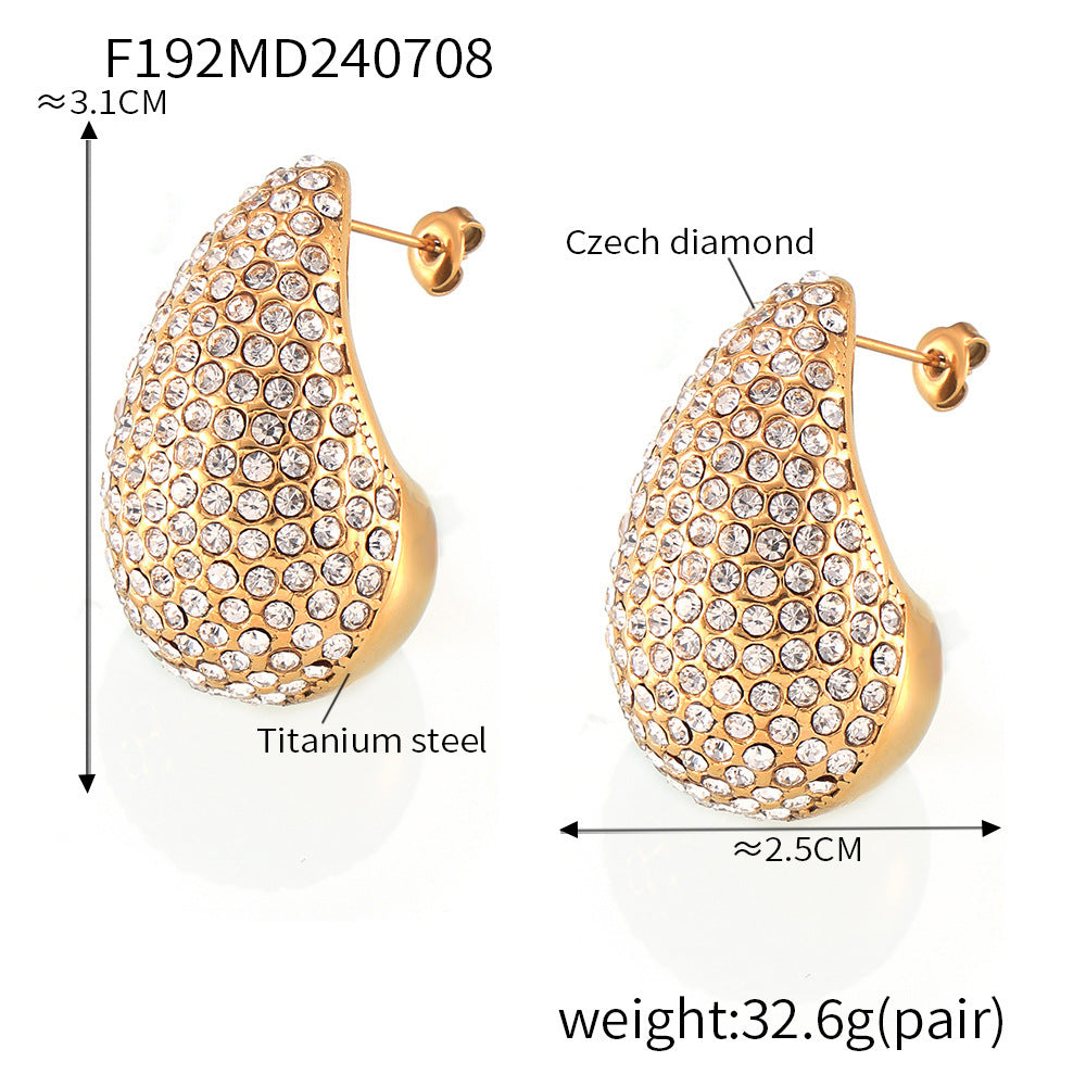 European And American Chic Style Niche Diamond Water Drop Earrings