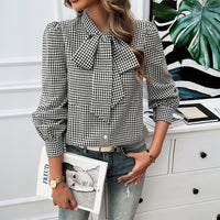 Top Women's Contrast Color Long Sleeves Shirt