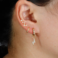 Gold Plated Water Drop Lightning Cross Pendant Earrings