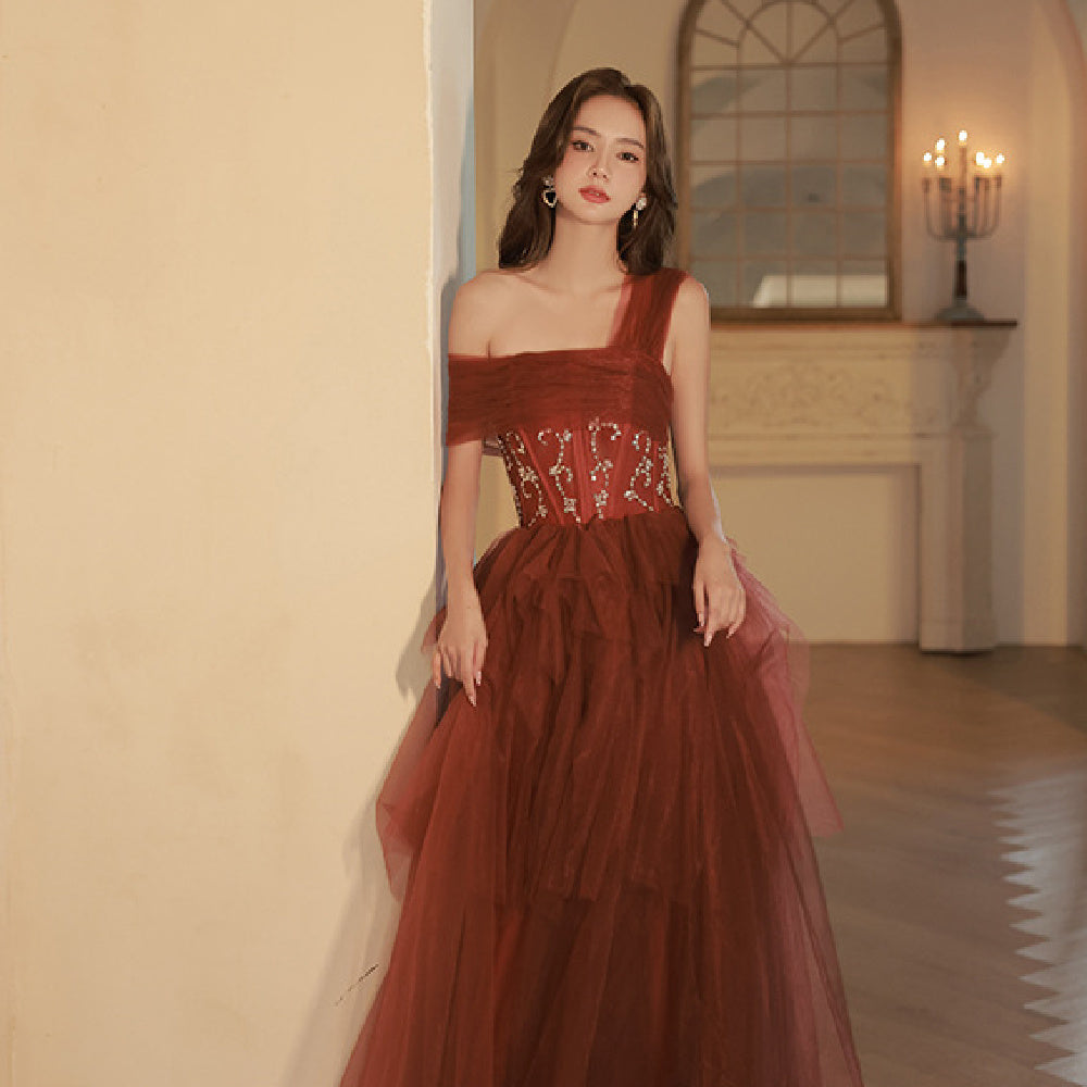 Temperament One Shoulder Bridal Cocktail