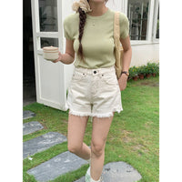 Hot Girl Ripped Frayed Vintage Denim Shorts - Chic Angle