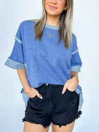 New Round Neck Loose Patchwork Sweater T-shirt