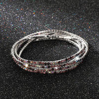 Diamond-embedded Stretch Bracelet 2mm Single Row Color